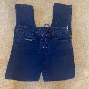 Tommy Hilfiger front lace up jeans zip side size 4